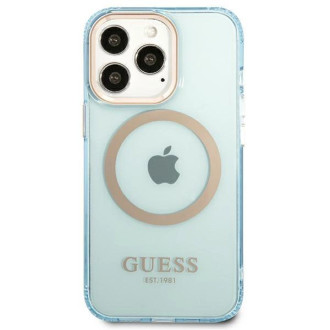 Pouzdro Guess Gold Outline Translucent MagSafe pro iPhone 13 Pro / iPhone 13 - modré