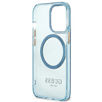 Pouzdro Guess Gold Outline Translucent MagSafe pro iPhone 13 Pro / iPhone 13 - modré