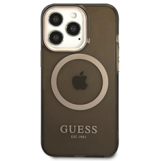 Guess Gold Outline Translucent MagSafe Case pro iPhone 13 Pro / iPhone 13 – černý