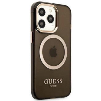 Guess Gold Outline Translucent MagSafe Case pro iPhone 13 Pro / iPhone 13 – černý