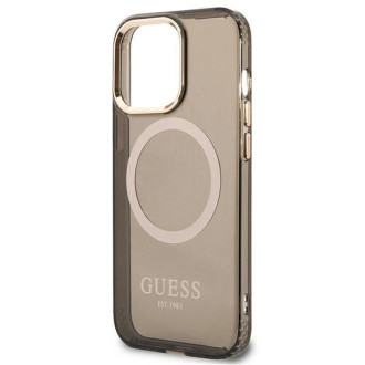 Guess Gold Outline Translucent MagSafe Case pro iPhone 13 Pro / iPhone 13 – černý