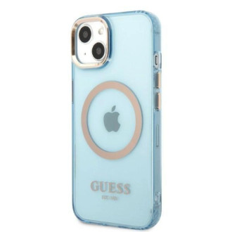 Pouzdro Guess Gold Outline Translucent MagSafe pro iPhone 13 - modré