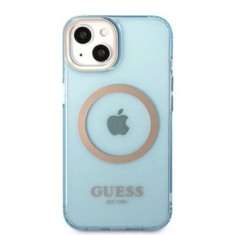 Pouzdro Guess Gold Outline Translucent MagSafe pro iPhone 13 - modré
