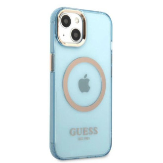 Pouzdro Guess Gold Outline Translucent MagSafe pro iPhone 13 - modré