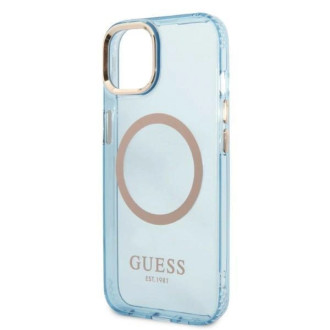 Pouzdro Guess Gold Outline Translucent MagSafe pro iPhone 13 - modré