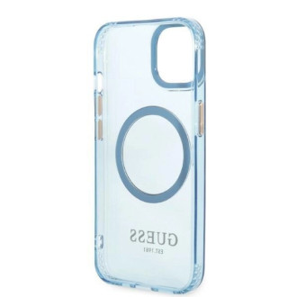 Pouzdro Guess Gold Outline Translucent MagSafe pro iPhone 13 - modré