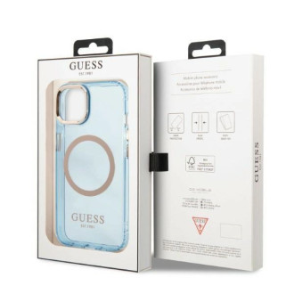 Pouzdro Guess Gold Outline Translucent MagSafe pro iPhone 13 - modré