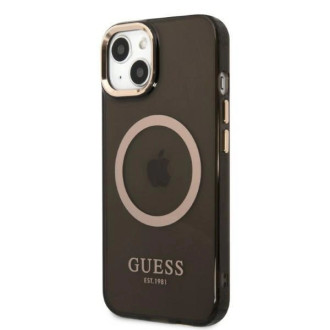Pouzdro Guess Gold Outline Translucent MagSafe pro iPhone 13 - černé
