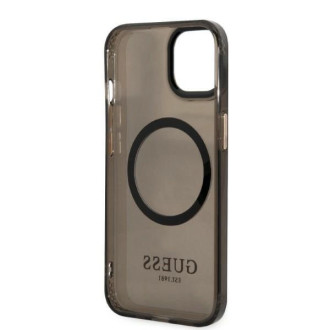 Pouzdro Guess Gold Outline Translucent MagSafe pro iPhone 13 - černé