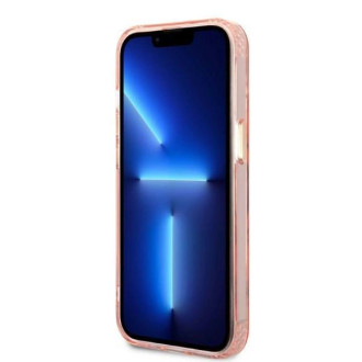 Guess Gold Outline Translucent MagSafe pouzdro pro iPhone 13 - růžové