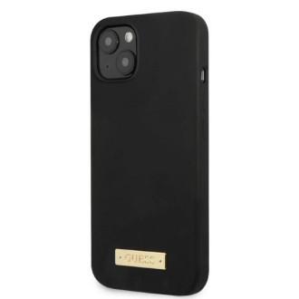 Pouzdro Guess Silicone Logo Plate MagSafe pro iPhone 13 mini - černé