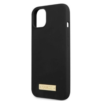 Pouzdro Guess Silicone Logo Plate MagSafe pro iPhone 13 mini - černé