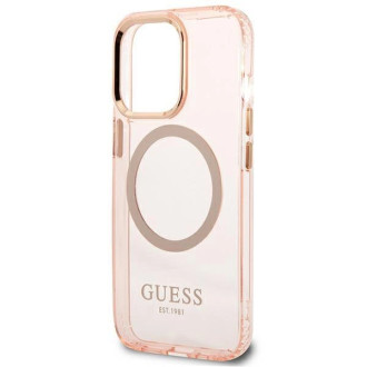 Pouzdro Guess Gold Outline Translucent MagSafe pro iPhone 13 Pro Max - růžové