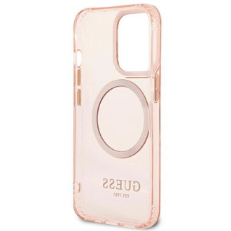 Pouzdro Guess Gold Outline Translucent MagSafe pro iPhone 13 Pro Max - růžové