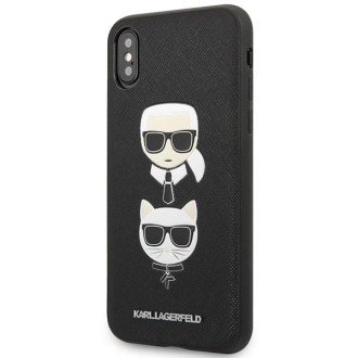 Karl Lagerfeld Saffiano Karl&amp;Choupette Head case pro iPhone XS Max - černý