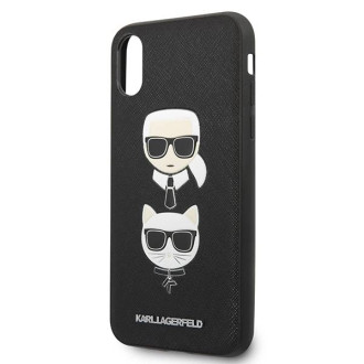 Karl Lagerfeld Saffiano Karl&amp;Choupette Head case pro iPhone XS Max - černý