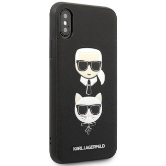 Karl Lagerfeld Saffiano Karl&amp;Choupette Head case pro iPhone XS Max - černý