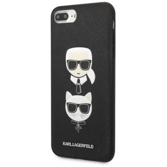 Karl Lagerfeld Saffiano Karl&amp;Choupette Head case pro iPhone 7 Plus / iPhone 8 Plus - černý