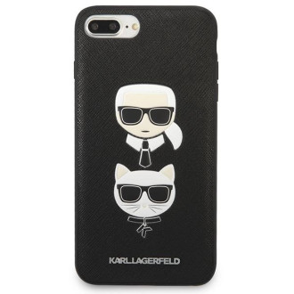 Karl Lagerfeld Saffiano Karl&amp;Choupette Head case pro iPhone 7 Plus / iPhone 8 Plus - černý