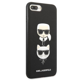Karl Lagerfeld Saffiano Karl&amp;Choupette Head case pro iPhone 7 Plus / iPhone 8 Plus - černý