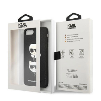 Karl Lagerfeld Saffiano Karl&amp;Choupette Head case pro iPhone 7 Plus / iPhone 8 Plus - černý