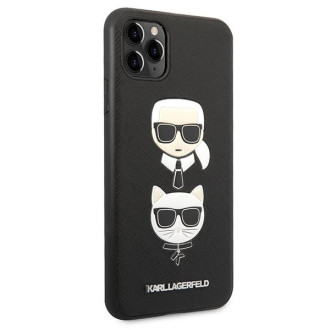 Karl Lagerfeld Saffiano Karl&amp;Choupette Head case pro iPhone 11 Pro Max - černý