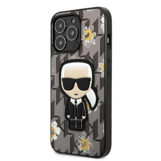 Pouzdro Karl Lagerfeld Flower Ikonik Karl pro iPhone 13 Pro / iPhone 13 - šedé