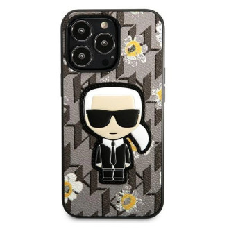 Pouzdro Karl Lagerfeld Flower Ikonik Karl pro iPhone 13 Pro / iPhone 13 - šedé