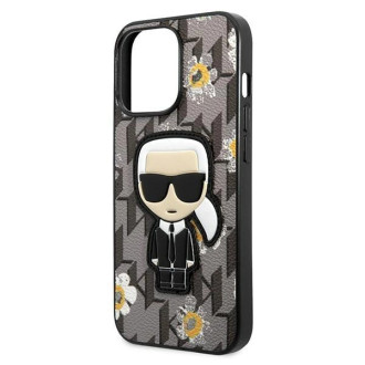Pouzdro Karl Lagerfeld Flower Ikonik Karl pro iPhone 13 Pro / iPhone 13 - šedé