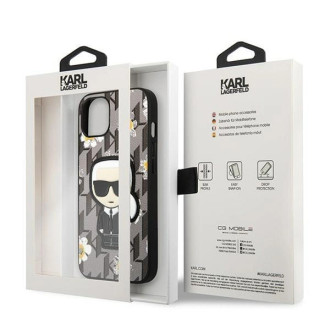 Pouzdro Karl Lagerfeld Flower Ikonik Karl pro iPhone 13 mini - šedé