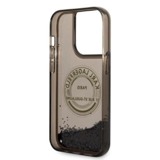 Pouzdro Karl Lagerfeld Liquid Glitter RSG pro iPhone 14 Pro - černé