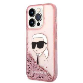 Karl Lagerfeld Glitter Karl&#39;s Head pouzdro pro iPhone 14 Pro - růžové