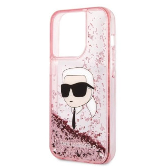 Karl Lagerfeld Glitter Karl&#39;s Head pouzdro pro iPhone 14 Pro - růžové