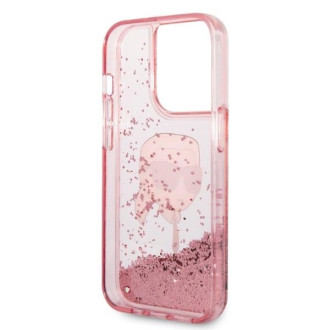 Karl Lagerfeld Glitter Karl&#39;s Head pouzdro pro iPhone 14 Pro - růžové