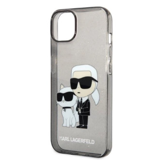Pouzdro Karl Lagerfeld Glitter Karl&amp;Choupette pro iPhone 14 Plus - černé