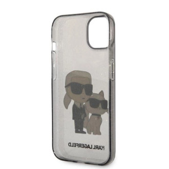 Pouzdro Karl Lagerfeld Glitter Karl&amp;Choupette pro iPhone 14 Plus - černé