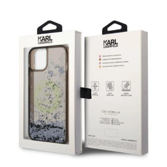 Pouzdro Karl Lagerfeld Liquid Glitter RSG pro iPhone 14 Plus - černé