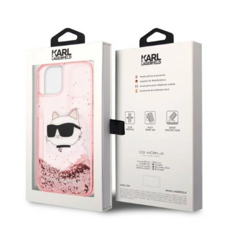 Pouzdro Karl Lagerfeld Glitter Choupette Head pro iPhone 14 Plus - růžové