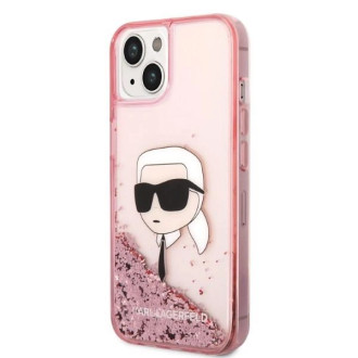 Karl Lagerfeld Glitter Karl&#39;s Head pouzdro pro iPhone 14 Plus - růžové