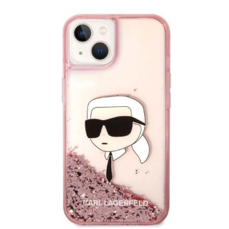 Karl Lagerfeld Glitter Karl&#39;s Head pouzdro pro iPhone 14 Plus - růžové