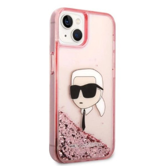 Karl Lagerfeld Glitter Karl&#39;s Head pouzdro pro iPhone 14 Plus - růžové