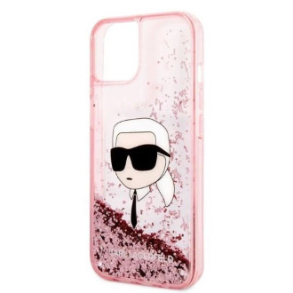 Karl Lagerfeld Glitter Karl&#39;s Head pouzdro pro iPhone 14 Plus - růžové