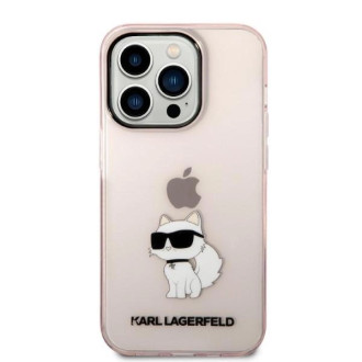 Pouzdro Karl Lagerfeld Ikonik Choupette pro iPhone 14 Pro Max - růžové