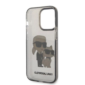 Pouzdro Karl Lagerfeld Glitter Karl&amp;Choupette pro iPhone 14 Pro Max - černé