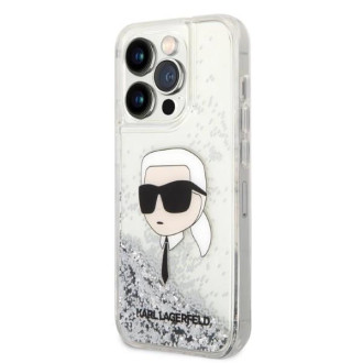 Karl Lagerfeld Glitter Karl&#39;s Head pouzdro pro iPhone 14 Pro Max - stříbrné