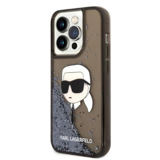 Karl Lagerfeld Glitter Karl&#39;s Head pouzdro pro iPhone 14 Pro Max - černé