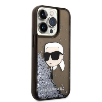 Karl Lagerfeld Glitter Karl&#39;s Head pouzdro pro iPhone 14 Pro Max - černé