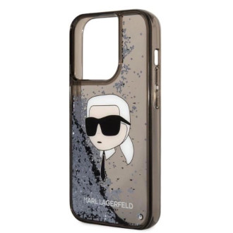 Karl Lagerfeld Glitter Karl&#39;s Head pouzdro pro iPhone 14 Pro Max - černé