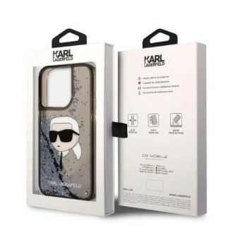 Karl Lagerfeld Glitter Karl&#39;s Head pouzdro pro iPhone 14 Pro Max - černé