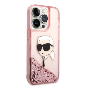 Karl Lagerfeld Glitter Karl&#39;s Head pouzdro pro iPhone 14 Pro Max - růžové
